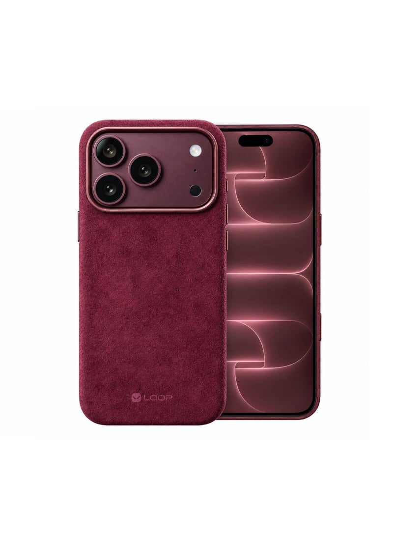 LOOP Alcantara Case for Apple iPhone 18 Pro Max, MagSafe Compatible, Slim, Burgundy - Image 1