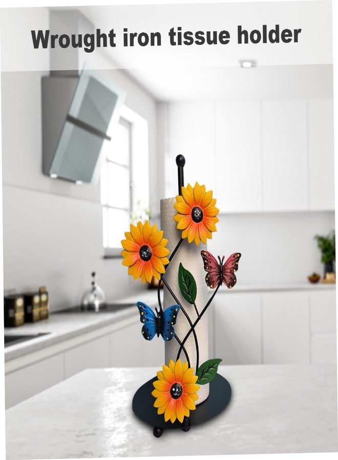 Jorzer Roll Paper Stand Sunflower Nonslip Bottom Storage Decorative Detachable Countertop Tabletop Tissue Towel Holder Rack Bracket for Kitchen Living Room, Butterfly Papertowelholder. - Image 2