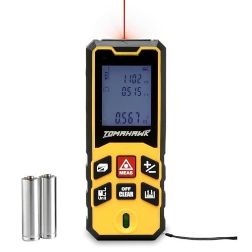 TOMAHAWK® TLM-O-40 Laser Distance Meter Measurer 131Ft/40M with Area, Volume and Pythagoras Measurement - Water and Dust Resistant Laser Measuring Device with Backlit LCD, Battery Included - Image 1