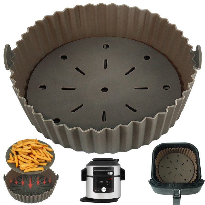 YQL Silicone Air Fryer Liner with Oil Filter Design  2mm Liner Thickness  for Ninja Max Foodi MultiCooker 75L 15 in 1 OL750UK 9in1 OP500UK Round Air Fryer Accessories Reusable for Instant XXL