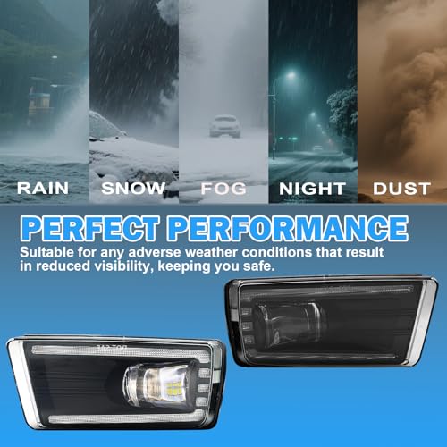 BOXLIGHT LED&DRL Fog Lights for 2007-2015 Chevy Silverado Suburban Avalanche/Tahoe/GMC Sierra 1500 2500HD 3500HD/ 2010-2014 Yukon/ 2007-2008 Cadillac Escalade, Front Bumper Driving Fog Lamps with Clear Lens - Image 4