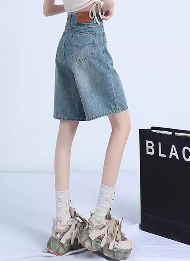 YUNIQEE Washed Loose Fit High-Rise Denim Shorts for Women - Image 2