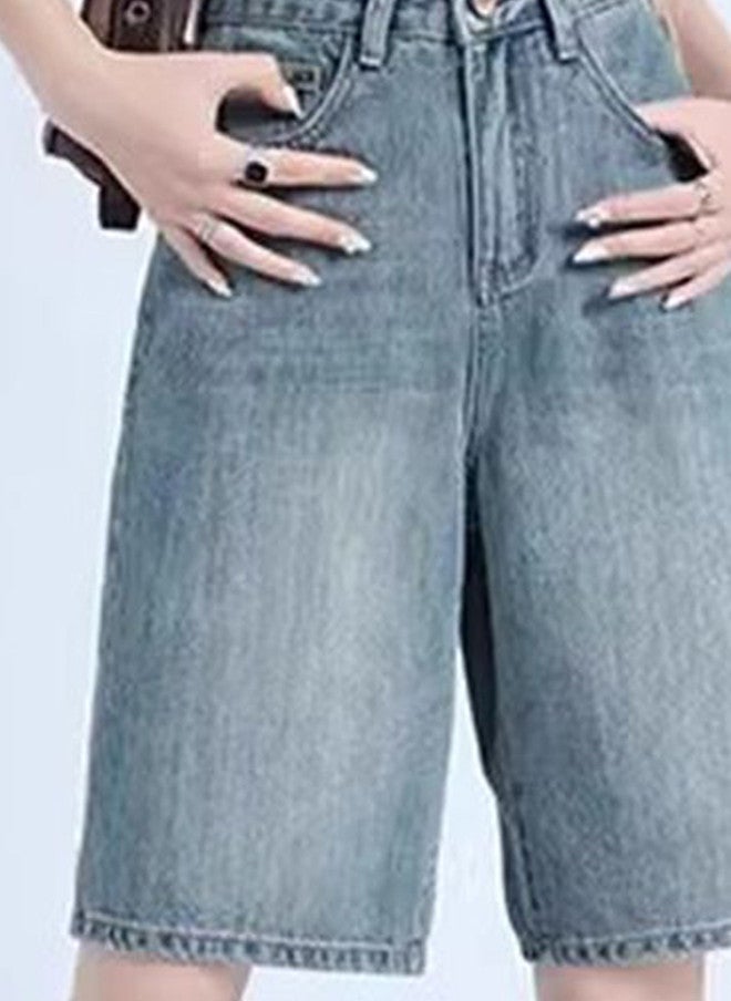 YUNIQEE Washed Loose Fit High-Rise Denim Shorts for Women - Image 5