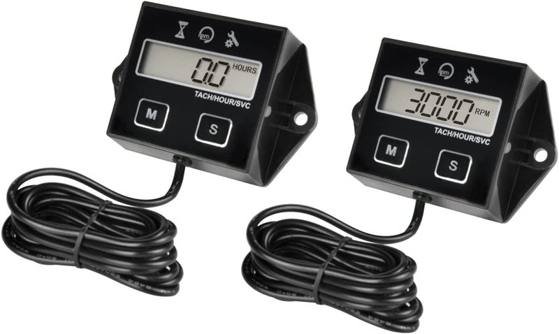 Runleader 2 Pieces Digital Timer Tachometer, Maintenance Reminder, User Shutdown, for ZTR Lawn Mower Tractor Generator Marine Outboard ATV Motor Snowmobile and Gas Powered Equipment (2) - Image 1