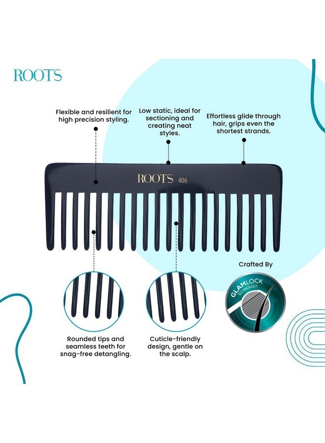 Roots - Professional Brown Detangling & Shampoo Combs - Hair Comb For Men And Women - Style Your Hair Hassle-Free - Light Weight For Healthy & Stylish Hair - Pack Of 1- Module No.406  - Image 2