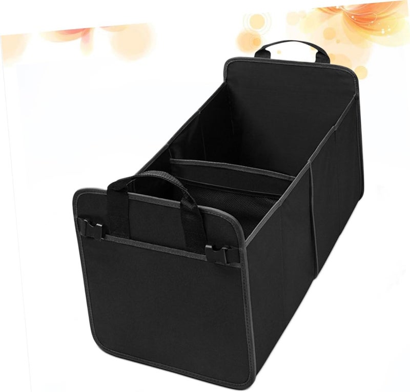 FAVOMOTO Multi-compartment Trunk Organizer Portable Car Storage for Suv Home Black for Emergency Gear Groceries and Auto Supplies Mesh Pockets - Image 2