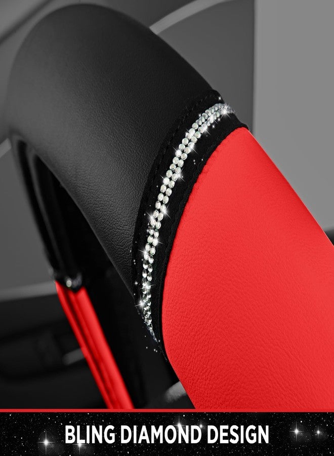 Road Comforts Leather Steering Wheel Cover - Made with PVC Leather - Anti-Slip, Universal Fit 14 1/2 inches to 15 inches - Red - Image 5