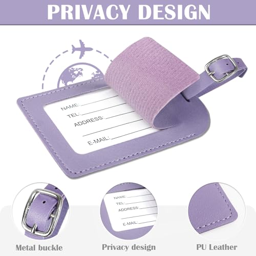 COSHAYSOO Purple Initial Passport Cover Holder and Luggage Tag Set TSA Approved with Chenille Letter Patch ABC for Women Teenage Girls, Travel Essentials Must Have Stuff Bag Suitcase Identifier (J) - Image 3