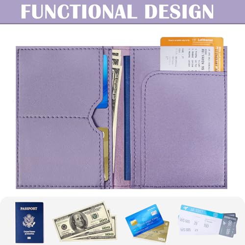 COSHAYSOO Purple Initial Passport Cover Holder and Luggage Tag Set TSA Approved with Chenille Letter Patch ABC for Women Teenage Girls, Travel Essentials Must Have Stuff Bag Suitcase Identifier (J) - Image 2