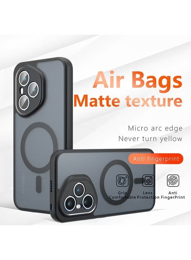 Magnetic Case for Honor 400 Pro 5G, Frosted Translucent Back Protective Slim Phone Cover, Anti-Fingerprints, Anti-Fall Drop Protection, Shockproof Case for Honor 400 Pro 5G (Black) - Image 1