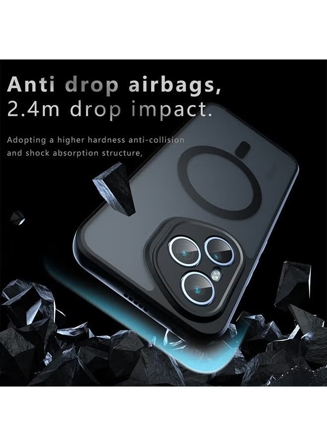 Magnetic Case for Honor 400 Pro 5G, Frosted Translucent Back Protective Slim Phone Cover, Anti-Fingerprints, Anti-Fall Drop Protection, Shockproof Case for Honor 400 Pro 5G (Black) - Image 2