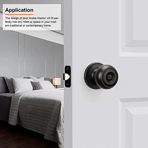 Haidms 10 Pack Oil Rubbed Bronze Door Knobs Interior, Bronze Privacy Interior Door Knobs for Bedroom or Bathroom Classic Round Doorknobs Hardware - Image 2