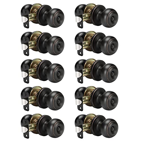 Haidms 10 Pack Oil Rubbed Bronze Door Knobs Interior, Bronze Privacy Interior Door Knobs for Bedroom or Bathroom Classic Round Doorknobs Hardware - Image 1