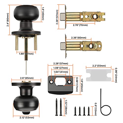 Haidms 10 Pack Oil Rubbed Bronze Door Knobs Interior, Bronze Privacy Interior Door Knobs for Bedroom or Bathroom Classic Round Doorknobs Hardware - Image 4