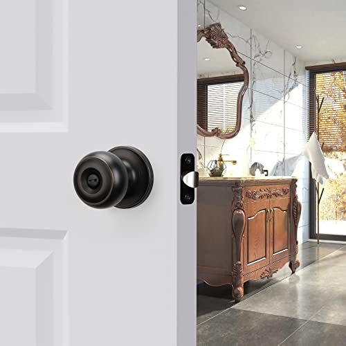 Haidms 10 Pack Oil Rubbed Bronze Door Knobs Interior, Bronze Privacy Interior Door Knobs for Bedroom or Bathroom Classic Round Doorknobs Hardware - Image 5