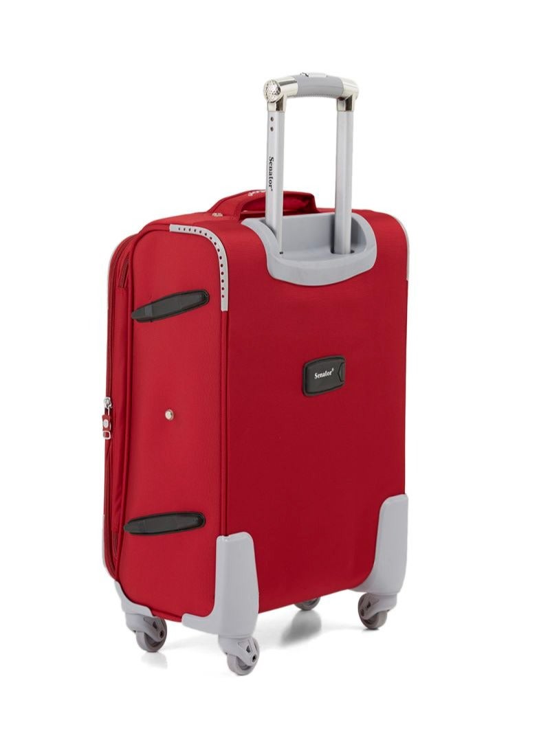 SENATOR Soft Shell Luggage Trolley For Unisex Ultra Lightweight Expandable Suitcase With 4 Wheels LL003 Red - Image 3