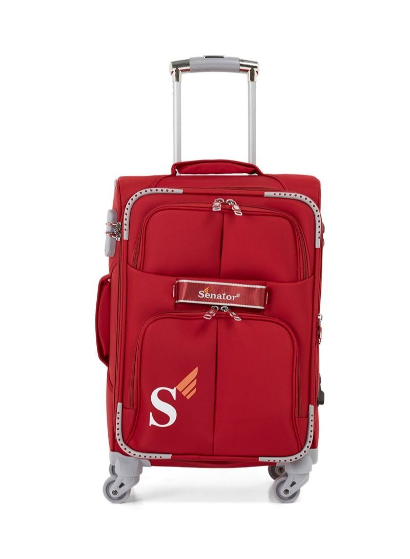 SENATOR Soft Shell Luggage Trolley For Unisex Ultra Lightweight Expandable Suitcase With 4 Wheels LL003 Red - Image 2