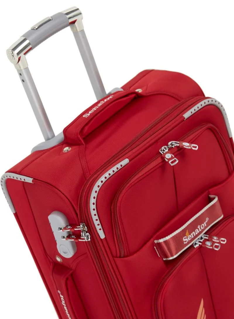 SENATOR Soft Shell Luggage Trolley For Unisex Ultra Lightweight Expandable Suitcase With 4 Wheels LL003 Red
