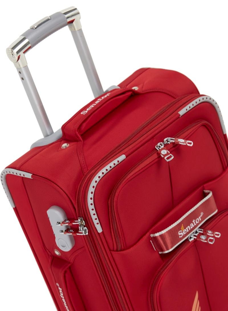 SENATOR Soft Shell Luggage Trolley For Unisex Ultra Lightweight Expandable Suitcase With 4 Wheels LL003 Red - Image 4