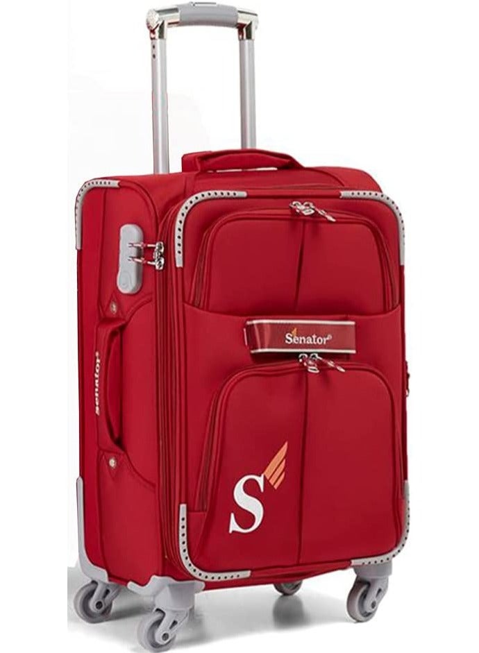 SENATOR Soft Shell Luggage Trolley For Unisex Ultra Lightweight Expandable Suitcase With 4 Wheels LL003 Red - Image 1