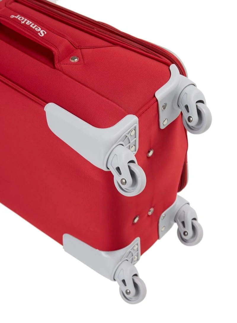 SENATOR Soft Shell Luggage Trolley For Unisex Ultra Lightweight Expandable Suitcase With 4 Wheels LL003 Red