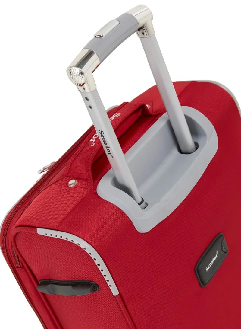 SENATOR Soft Shell Luggage Trolley For Unisex Ultra Lightweight Expandable Suitcase With 4 Wheels LL003 Red