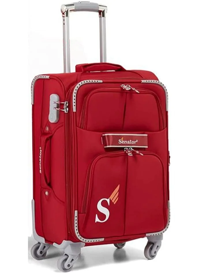 سيناتور Soft Shell Luggage Trolley For Unisex Ultra Lightweight Expandable Suitcase With 4 Wheels LL003 Red