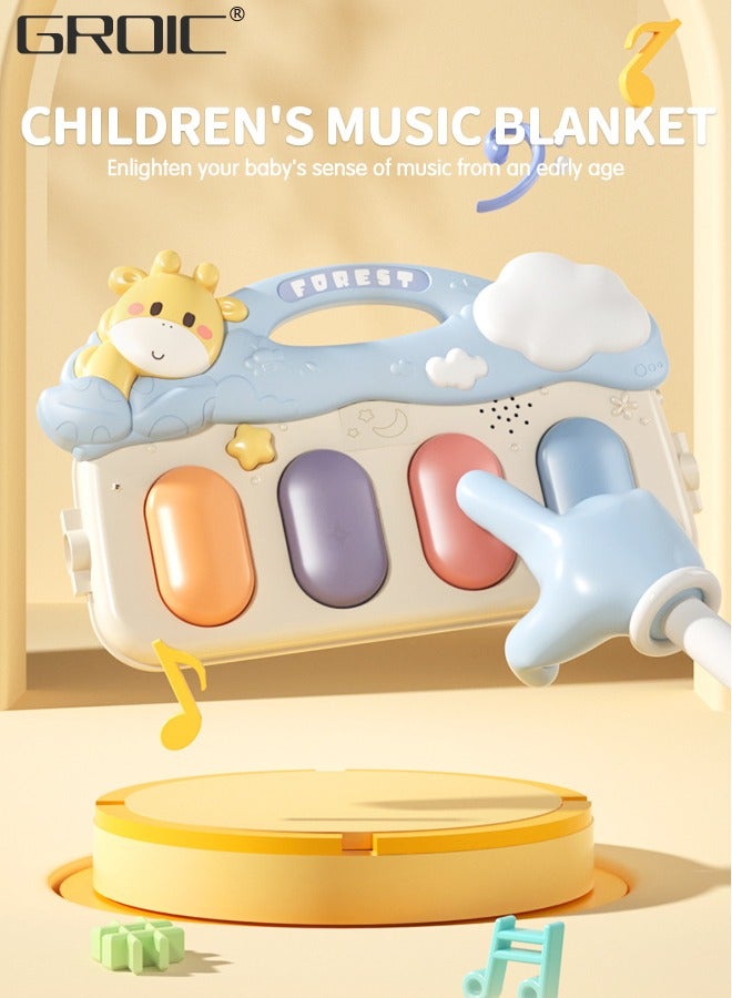 GROIC بساط لعب للأنشطة الرياضية للأطفال مع أصوات وأضواء وموسيقى، بساط لعب مضحك للبيانو ووقت البطن لأنشطة الأطفال مع 5 ألعاب أطفال حسية لتعلم الأطفال الرضع، لعبة بساط لعب للتطوير المبكر - Image 2