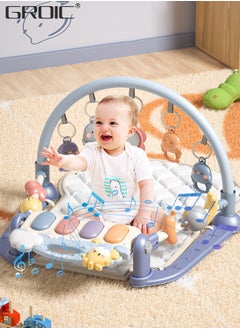 GROIC Baby Gym Activity Play Mat with Sounds,Lights and Music, Funny Play Piano Tummy Time Baby Activity Gym Mat with 5 Infant Learning Sensory Baby Toys, Early Development Playmat Toy  - Image 1