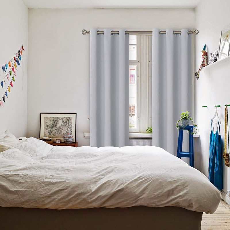 BGment Bgress Room الستائر الستائر 84 بوصة - الستائر الحرارية المعزولة الحرارية ستائر معالجة النافذة لغرفة النوم 2 لوحات 42 × 84 بوصة رمادية فاتحة - Image 2