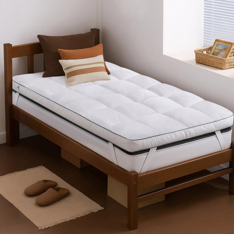 QUEEN ROSE Twin Mattress Topper Extra Thick 3D Snow Alternative Down PillowTop Cooling Mattress Pad Bed Cover Mattress Topper Hotel Quality Plush and Support