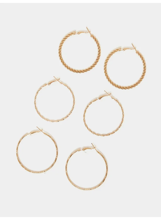 ستايلي Styli Pack of 3 Big Earrings