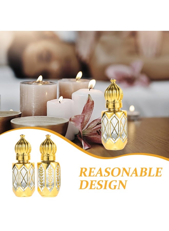 عربست زجاجات دوارة، زجاجات دوارة للزيوت العطرية سعة 6 مل، زجاجة دوارة للزيوت، زجاجة دوارة كريستالية عربية قابلة لإعادة التعبئة للزيوت والعطور للسفر، 4 قطع. - Image 5