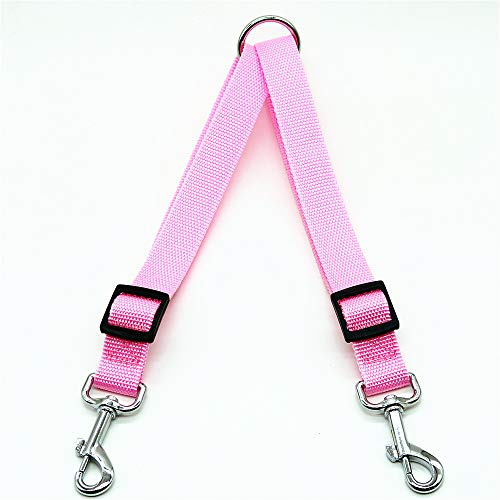 Shuiniba HTKJ No Tangle Dog Leash Coupler, Dual Double Dog Adjustable Splitter Lead for Two Dogs Durable Walker and Trainer Leash 1 X 16-23 Inches - Pink - Image 2