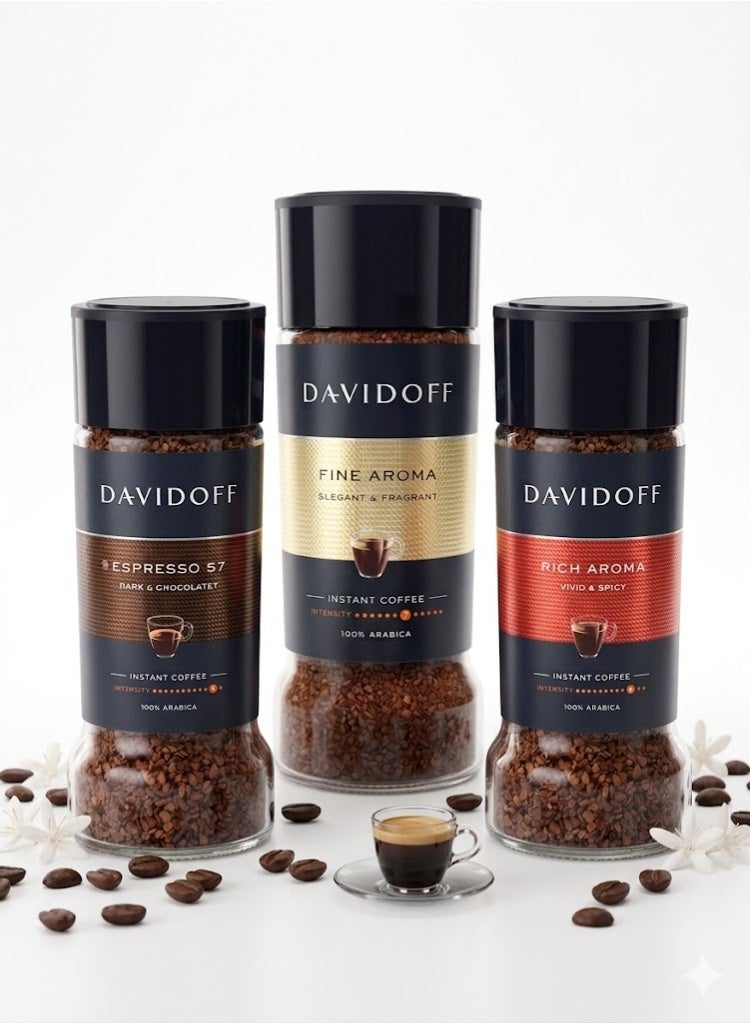Davidoff | Instant Coffee Collection | Pack of 3 | Fine Aroma - Rich Aroma - Espresso 57 - Image 1