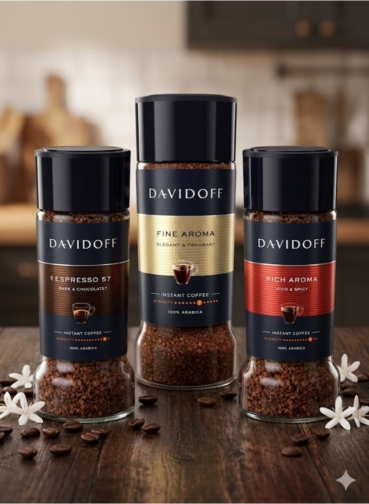 Davidoff | Instant Coffee Collection | Pack of 3 | Fine Aroma - Rich Aroma - Espresso 57 - Image 2