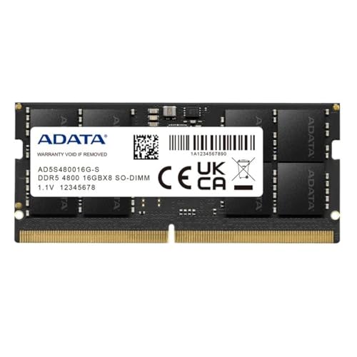 ADATA Premier 16GB 4800MHz SO-DIMM DDR5 Laptop Memory, Single RAM Module, Supports Intel & AMD Latest CPU, Intel XMP & AMD Expo, Built in PMIC, On Die ECC, Low Voltage, More Bandwidth - AD5S480016G-S - Image 1