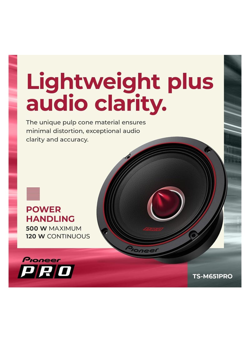 Pioneer - PIONEER TS-A363PRO P.R.O. Series 6-3/4" 500 W Max Power, Blended Pulp Cone, High Efficiency Mid-Bass Driver - PRO Series Component Speaker (Pair) - Image 1