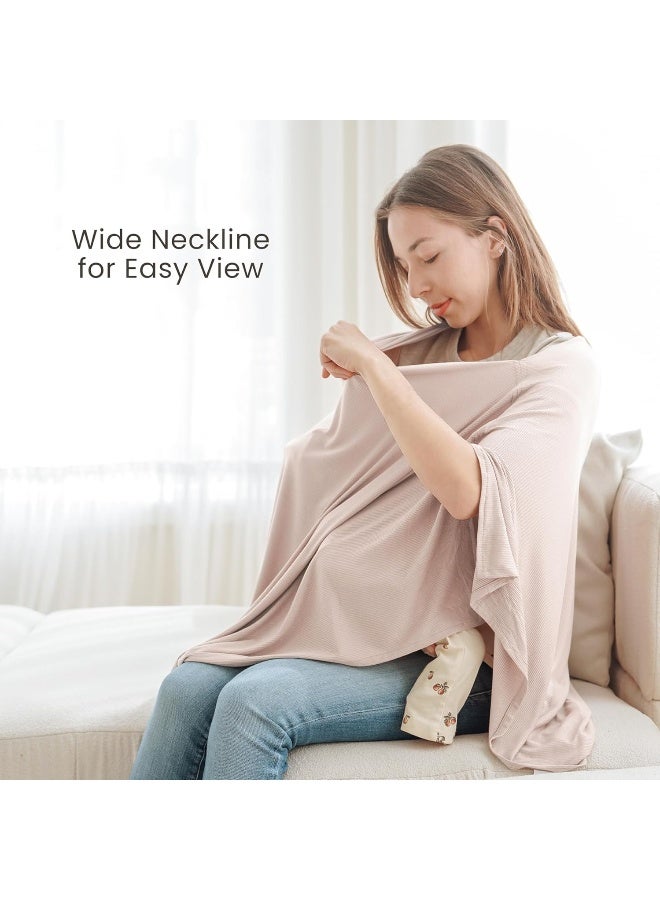 كونسي Knit Nursing Cover for Breastfeeding, 360 Full Privacy Breathable Breastfeeding Cover, Multi-use Carseat Canopy (Blush Beige) - Image 2