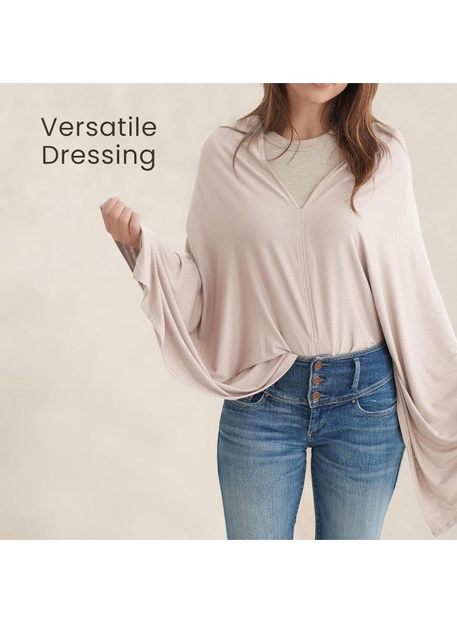 كونسي Knit Nursing Cover for Breastfeeding, 360 Full Privacy Breathable Breastfeeding Cover, Multi-use Carseat Canopy (Blush Beige) - Image 3