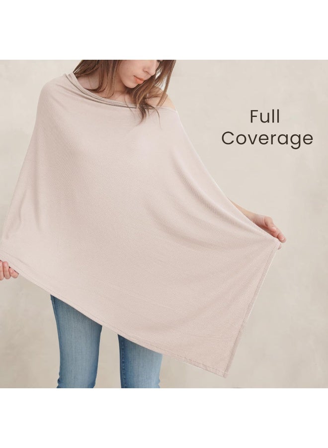 كونسي Knit Nursing Cover for Breastfeeding, 360 Full Privacy Breathable Breastfeeding Cover, Multi-use Carseat Canopy (Blush Beige) - Image 5