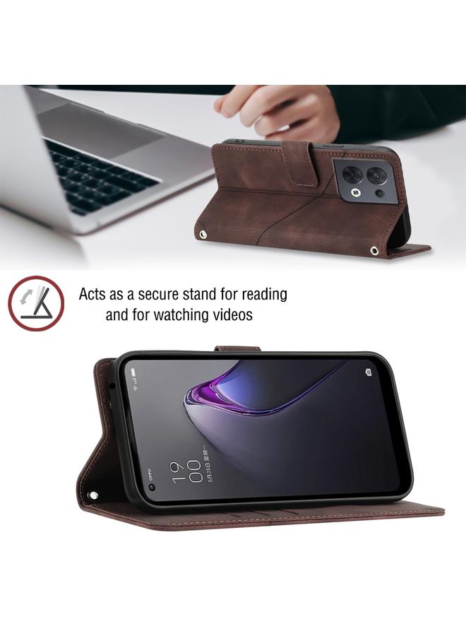 S-TOP Case For OPPO Reno8 5G Skin-feel Embossed Leather Phone Case - Image 5