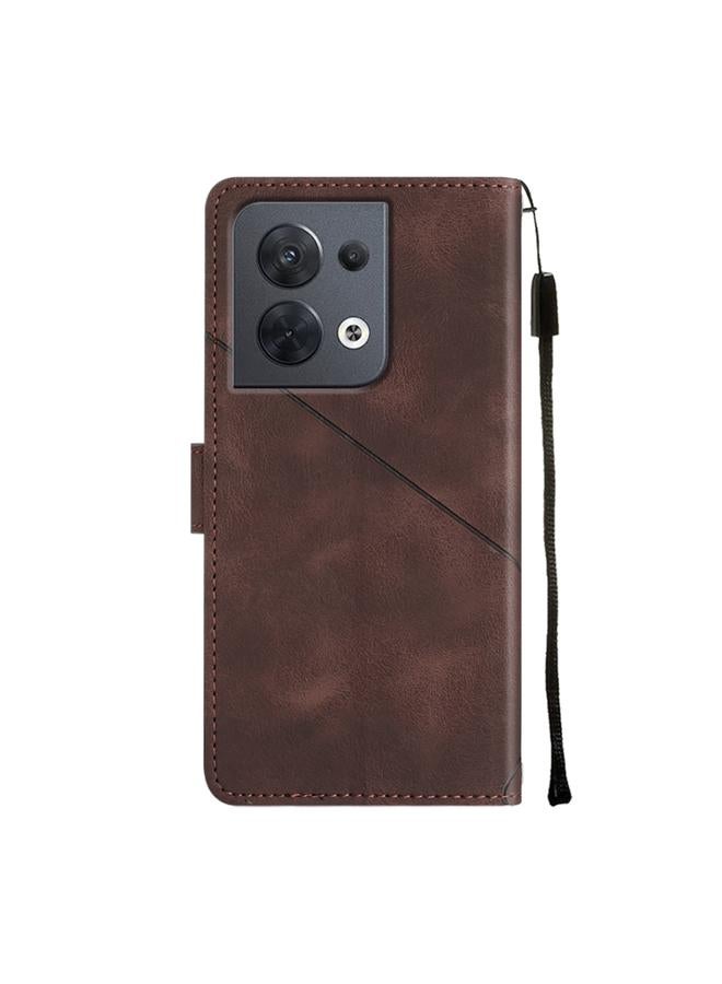 S-TOP Case For OPPO Reno8 5G Skin-feel Embossed Leather Phone Case - Image 3