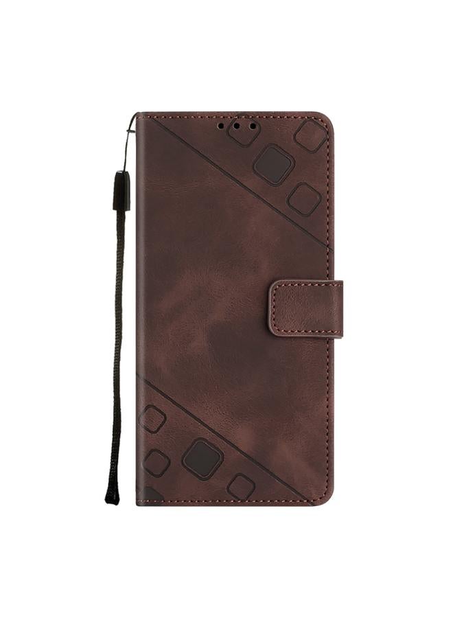 S-TOP Case For OPPO Reno8 5G Skin-feel Embossed Leather Phone Case - Image 2