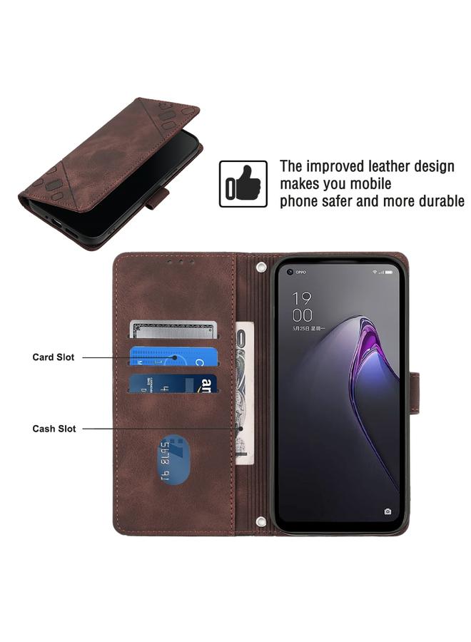 S-TOP Case For OPPO Reno8 5G Skin-feel Embossed Leather Phone Case - Image 4