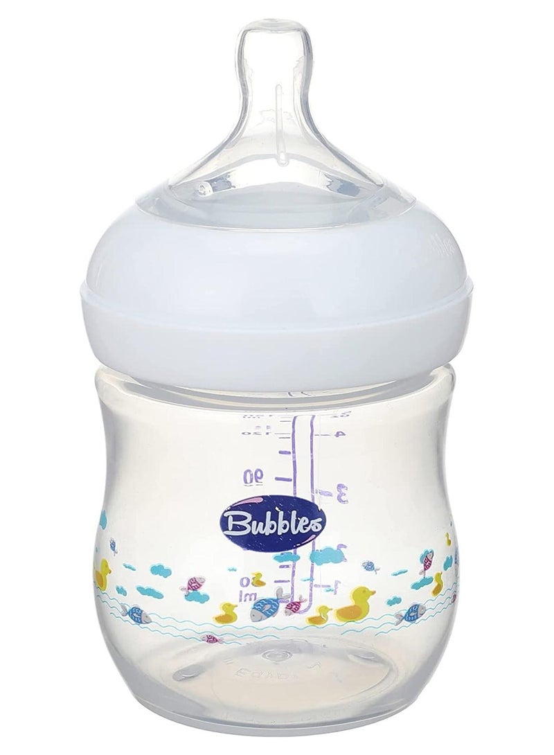 Bubbles Natural Baby Bottle 150ml White assorted print