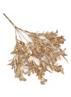 Generic Pack Artificial Plants Golden Flowers, for Decoration Plastic Fake Plant Bush Grass Fern Bushes Faux Shrubs Greenery Indoor Outside Planter Vase Filler Festival Home Garden Decor  - Image 4
