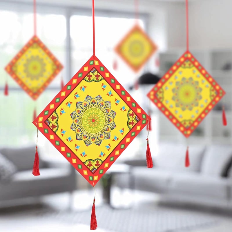 TOYXE Paper Hanging Kite Shape Decoration for Wedding Haldi Ceremony Makar Sankranti Decor Set of 4 Pieces - Image 1