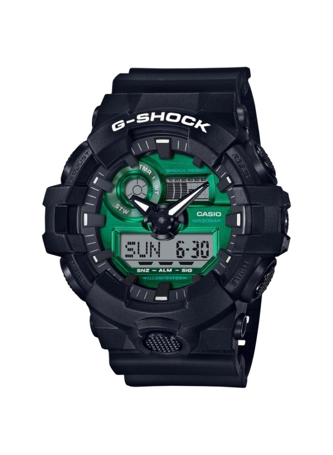 ساعة جي-شوك ​​رجالية تناظرية-رقمية باللون الأخضر الداكن GA-700MG-1ADR