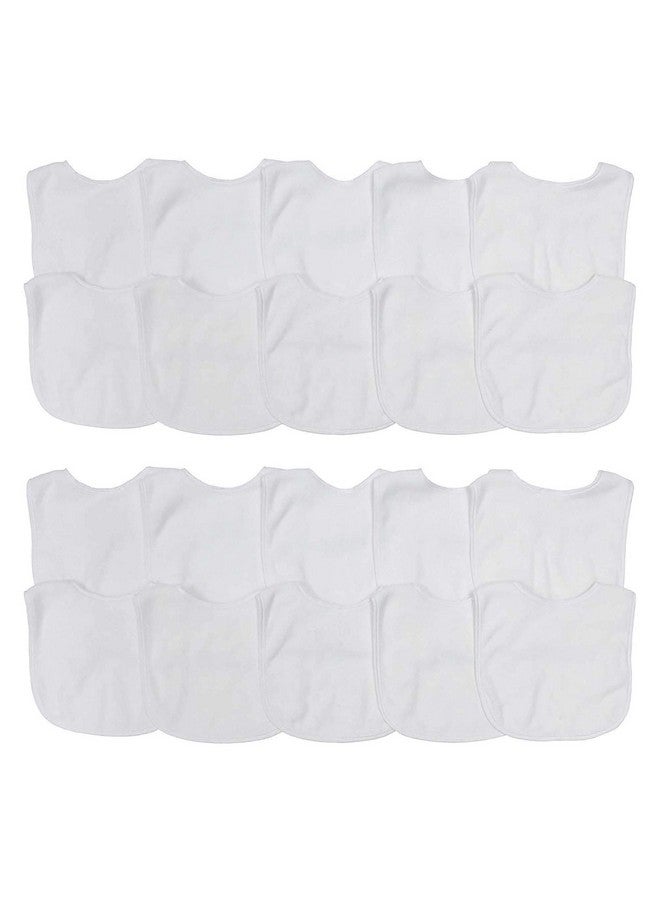 Neat Solutions 2-Ply Knit Terry Solid Color Feeder Bibs in White - 20 Pack - Image 1